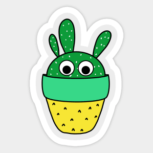 Cute Cactus Design #207: Angels Wings Cactus In Pineapple Pot Sticker